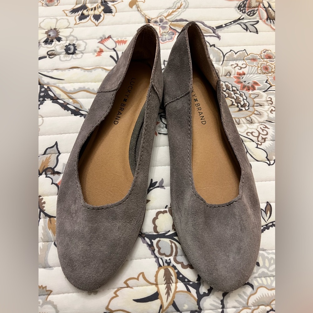 Lucky Brand Suede gray flat Mary Janes